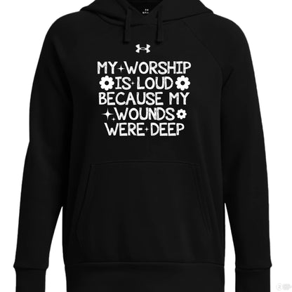 My Worship Is Loud Women's Pullover Fleece Hooded Sweatshirt - ClaimedbyGodDesigns