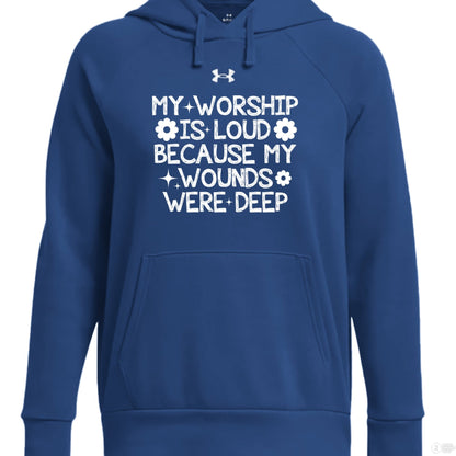 My Worship Is Loud Women's Pullover Fleece Hooded Sweatshirt - ClaimedbyGodDesigns