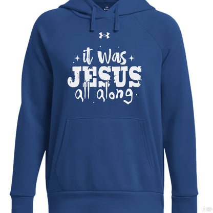 It Was Him All Along Women's Pullover Fleece Hooded Sweatshirt - ClaimedbyGodDesigns