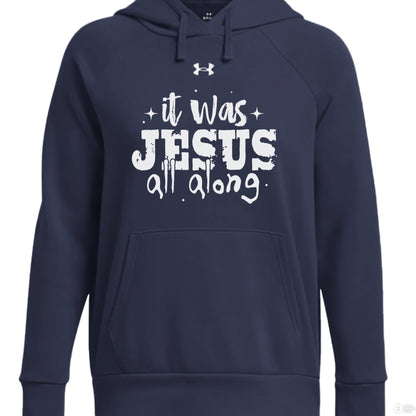It Was Him All Along Women's Pullover Fleece Hooded Sweatshirt - ClaimedbyGodDesigns