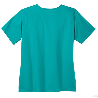 Seek First The Kingdom Women’s WorkFlex Mock Wrap Christian Scrub Top – Comfortable, Stylish, and Professional Workwear - ClaimedbyGodDesigns