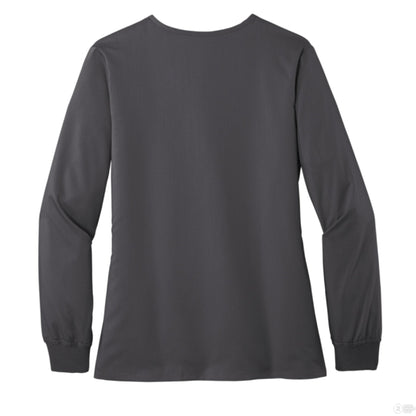 Keep Him First Women’s Christian Premiere Flex Full - Zip Scrub Jacket - ClaimedbyGodDesigns