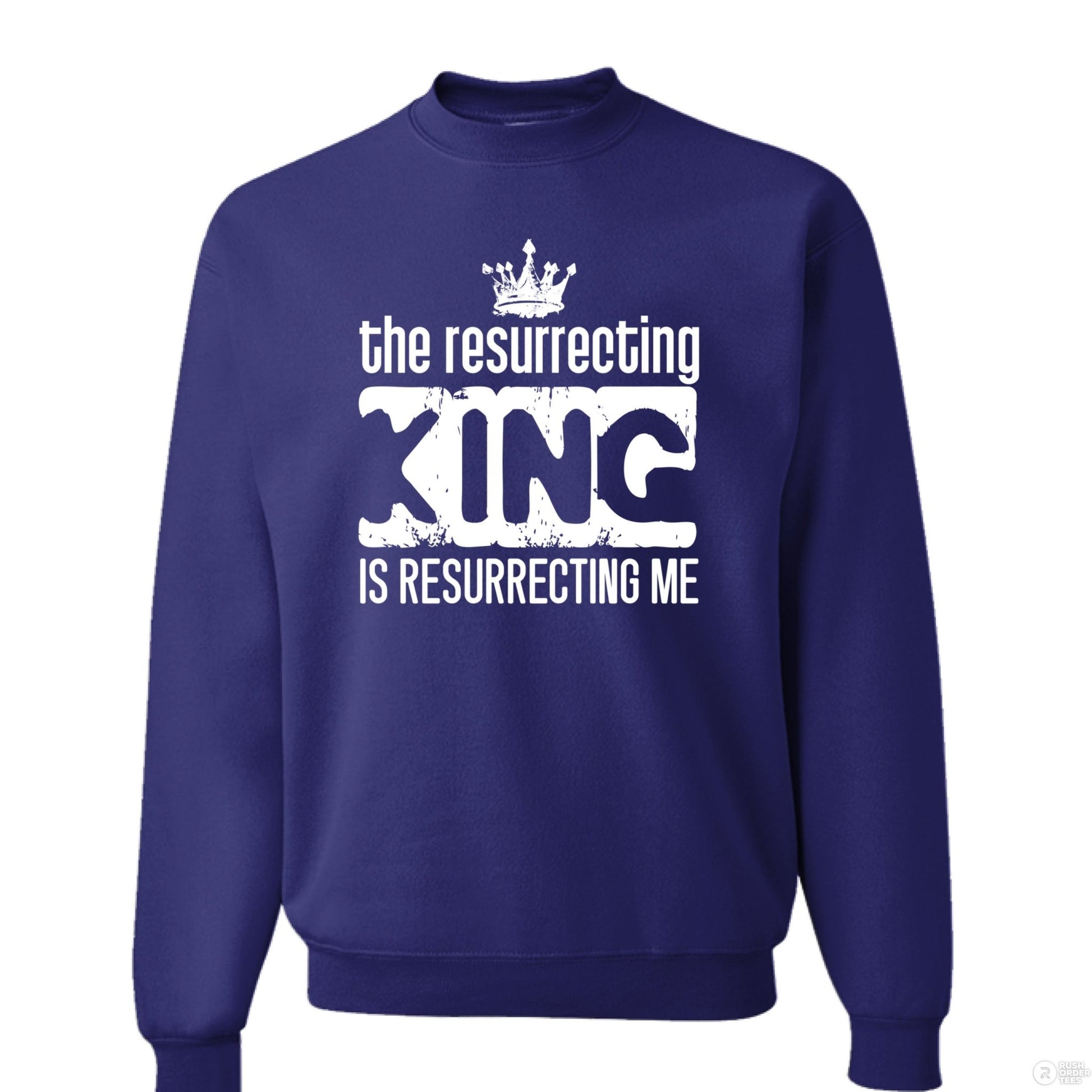 The Resurrecting King unisex Christian Fleece Pullover Crewneck Sweatshirt - ClaimedbyGodDesigns