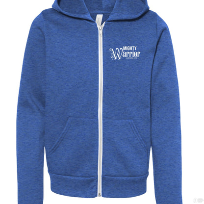 Mighty Warrior Youth Christian Fleece Full - Zip Hooded Sweatshirt - ClaimedbyGodDesigns