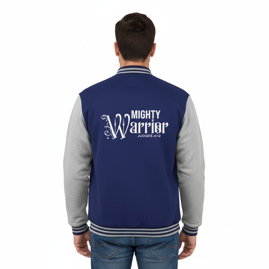 Mighty Warrior Men's Christian Heavyweight Letterman Jacket - ClaimedbyGodDesigns