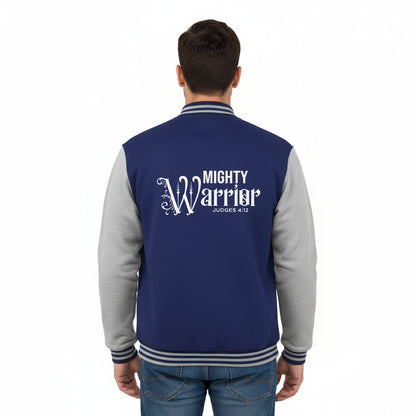 Mighty Warrior Men's Christian Heavyweight Letterman Jacket - ClaimedbyGodDesigns