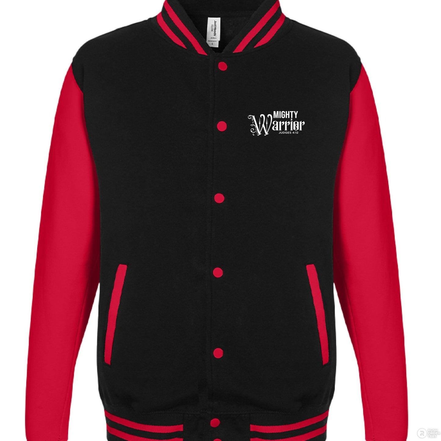 Mighty Warrior Men's Christian Heavyweight Letterman Jacket - ClaimedbyGodDesigns