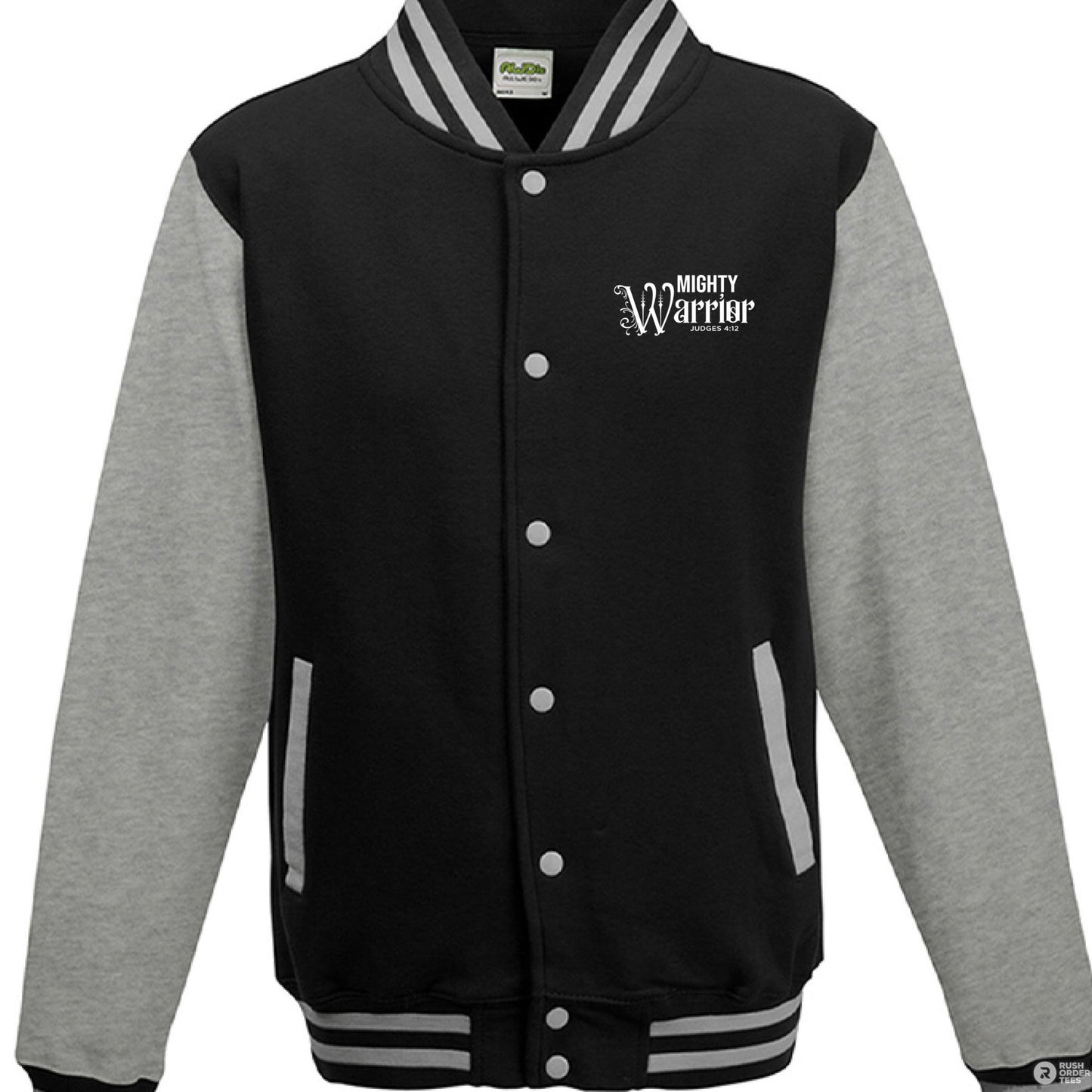 Mighty Warrior Men's Christian Heavyweight Letterman Jacket - ClaimedbyGodDesigns