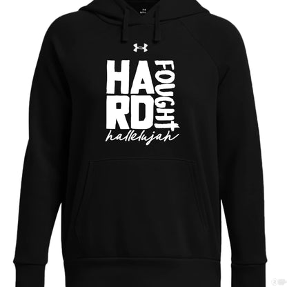 Hard Fought Hallelujah Women’s Christian Pullover Fleece Hooded Sweatshirt - ClaimedbyGodDesigns