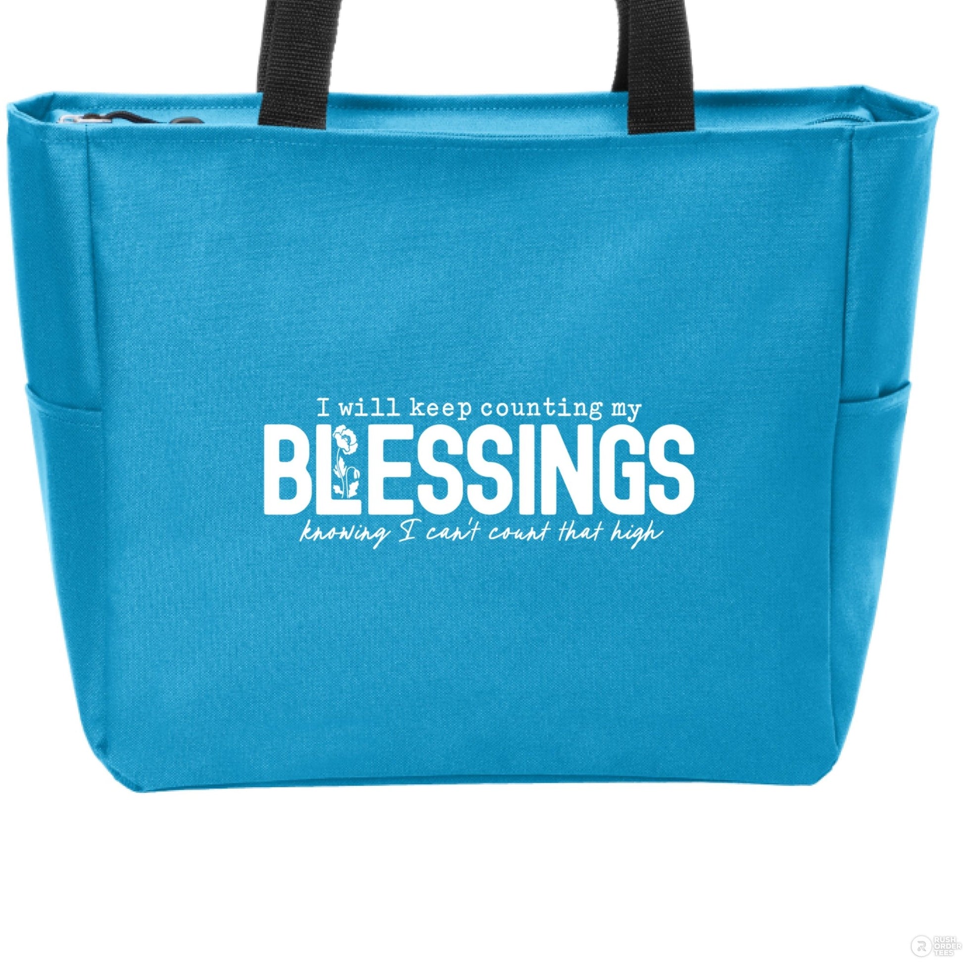 I Will Keep Counting My Blessings Christian Zip Tote Bag - ClaimedbyGodDesigns