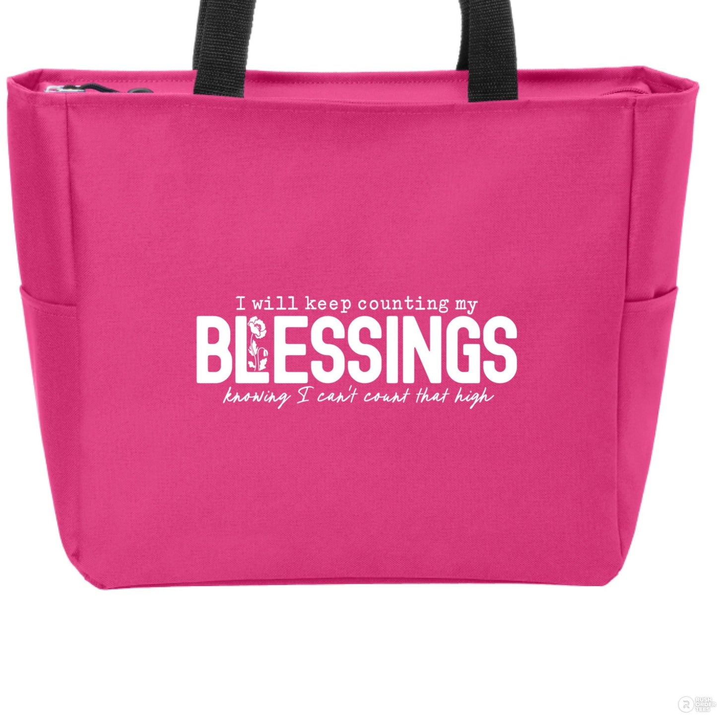 I Will Keep Counting My Blessings Christian Zip Tote Bag - ClaimedbyGodDesigns