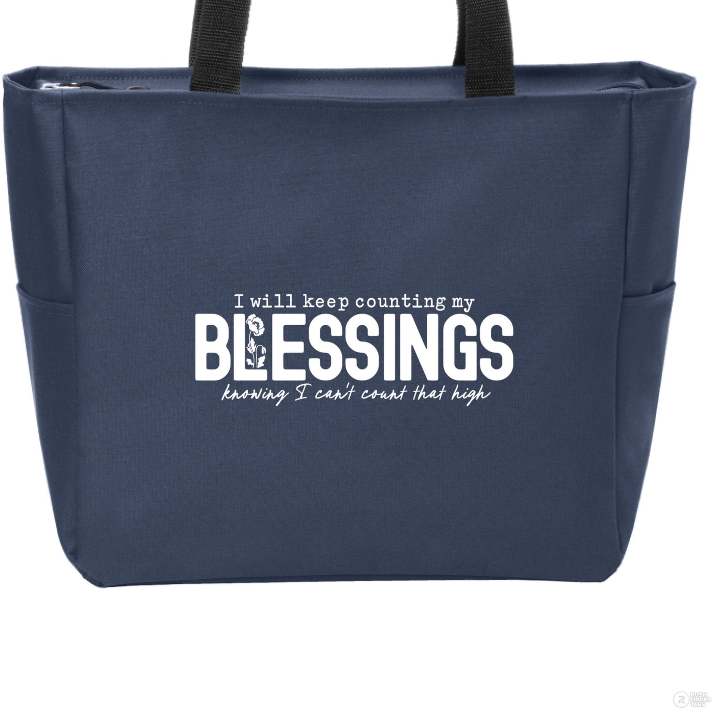 I Will Keep Counting My Blessings Christian Zip Tote Bag - ClaimedbyGodDesigns