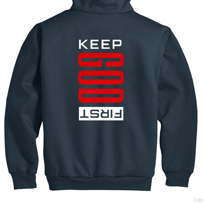Keep Him First Men's Christian Heavyweight Full - Zip Hooded Sweatshirt with Thermal Lining - ClaimedbyGodDesigns