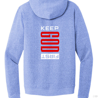 Keep Him First Women's Christian Fleece Full - Zip Hooded Sweatshirt - ClaimedbyGodDesigns