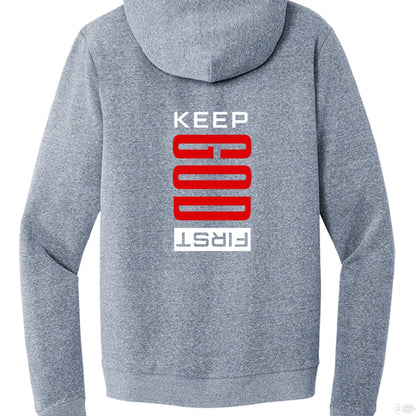 Keep Him First Women's Christian Fleece Full - Zip Hooded Sweatshirt - ClaimedbyGodDesigns
