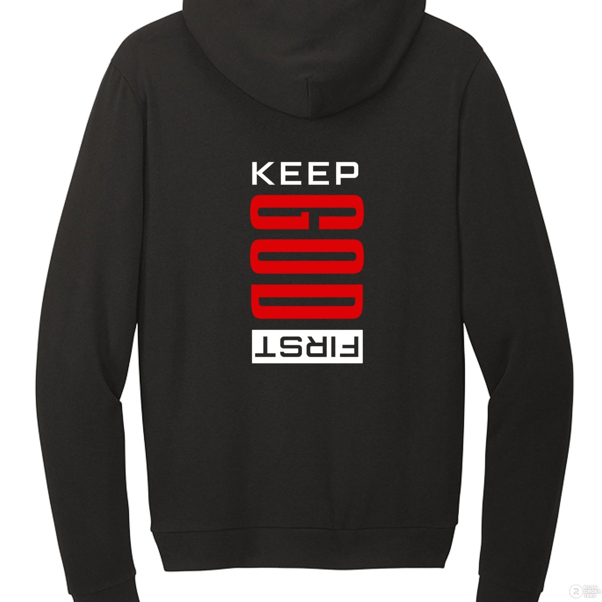 Keep Him First Women's Christian Fleece Full - Zip Hooded Sweatshirt - ClaimedbyGodDesigns