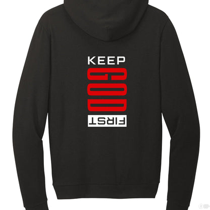 Keep Him First Women's Christian Fleece Full - Zip Hooded Sweatshirt - ClaimedbyGodDesigns