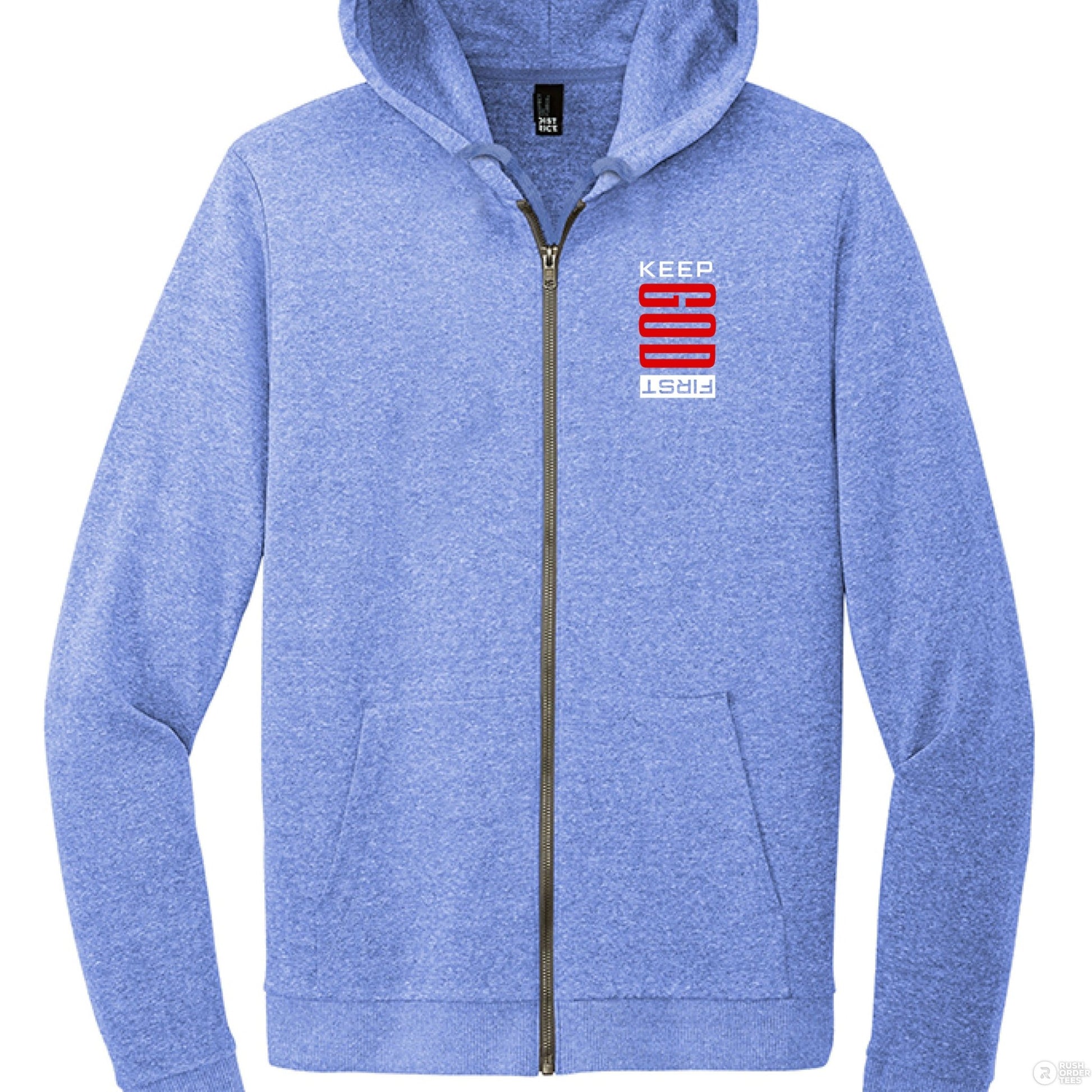 Keep Him First Women's Christian Fleece Full - Zip Hooded Sweatshirt - ClaimedbyGodDesigns