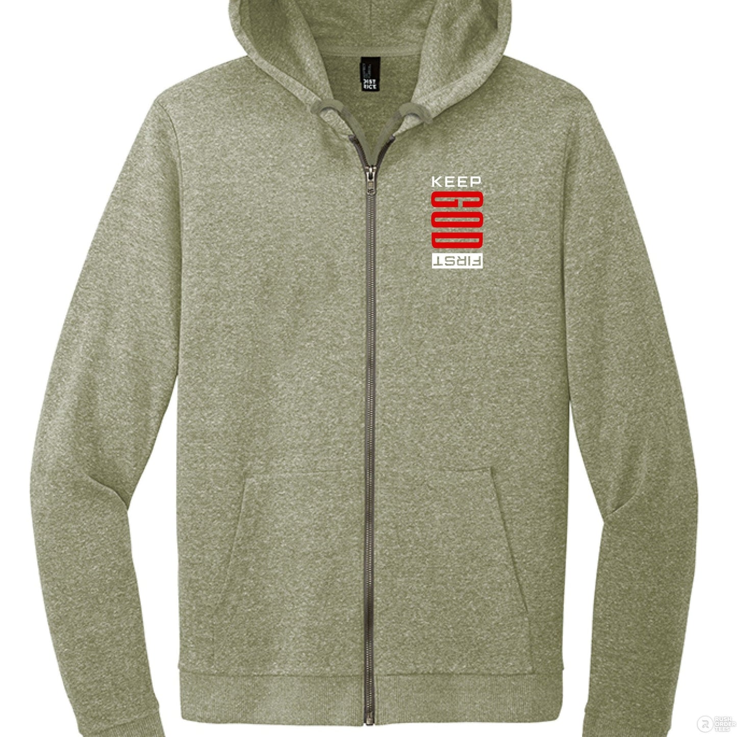 Keep Him First Women's Christian Fleece Full - Zip Hooded Sweatshirt - ClaimedbyGodDesigns