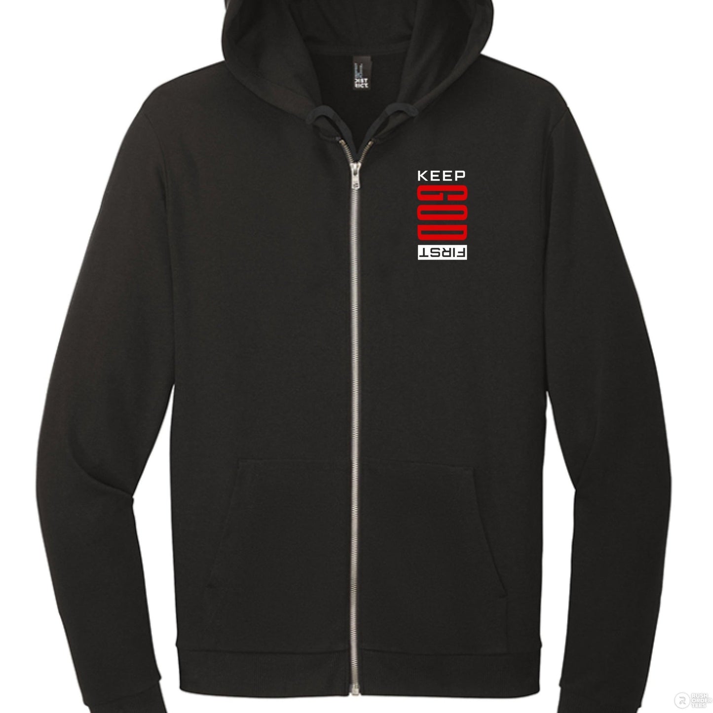 Keep Him First Women's Christian Fleece Full - Zip Hooded Sweatshirt - ClaimedbyGodDesigns