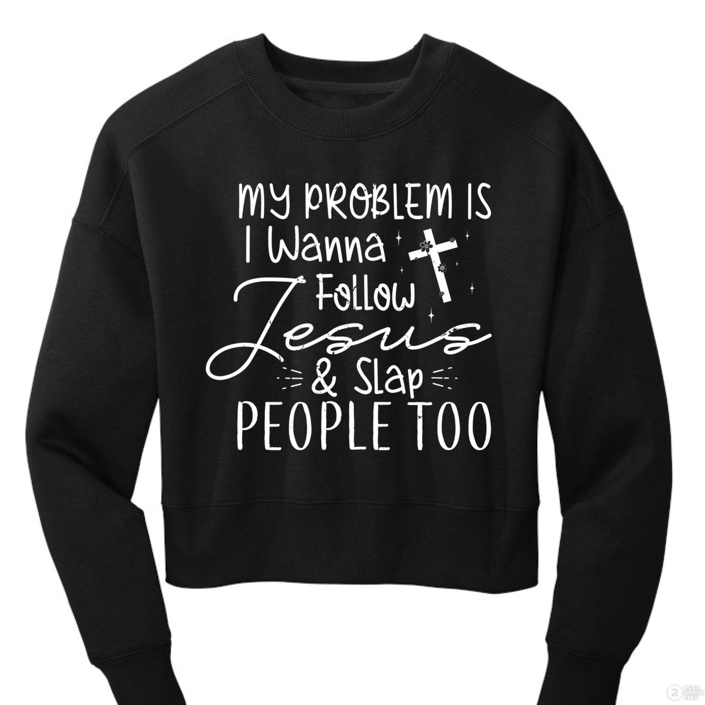 I Wanna Follow Him Funny Women's Christian Pullover Fleece Cropped Sweatshirt - ClaimedbyGodDesigns