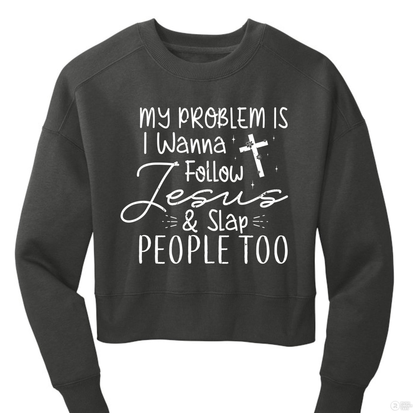 I Wanna Follow Him Funny Women's Christian Pullover Fleece Cropped Sweatshirt - ClaimedbyGodDesigns