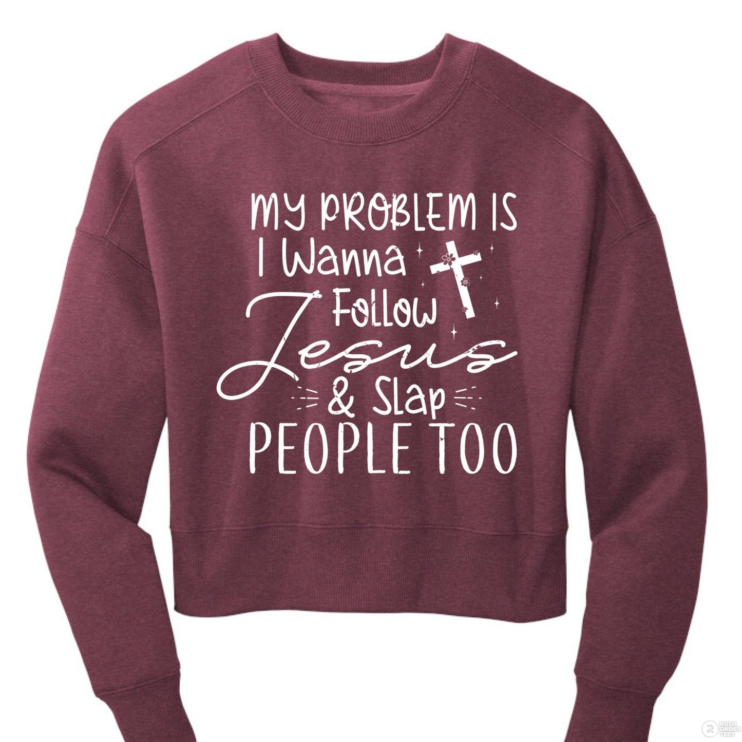 I Wanna Follow Him Funny Women's Christian Pullover Fleece Cropped Sweatshirt - ClaimedbyGodDesigns