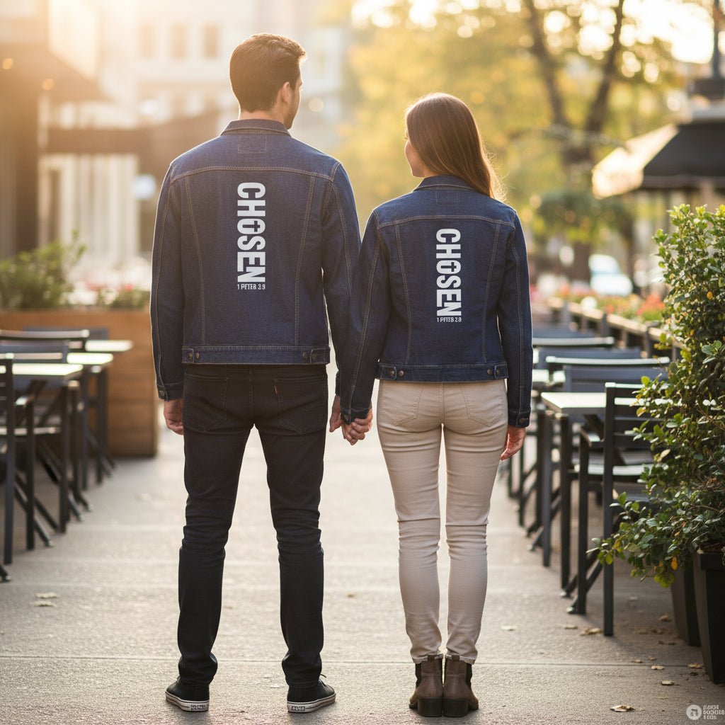 Chosen Unisex Christian Denim Jacket - ClaimedbyGodDesigns