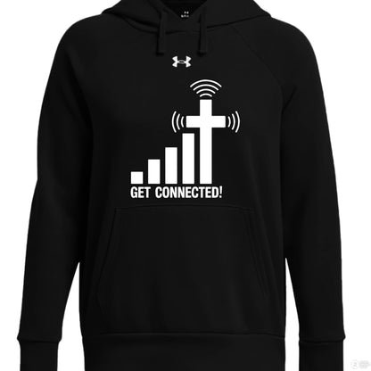 Get Connected To The Cross Women's Christian Fleece Hooded Sweatshirt - ClaimedbyGodDesigns