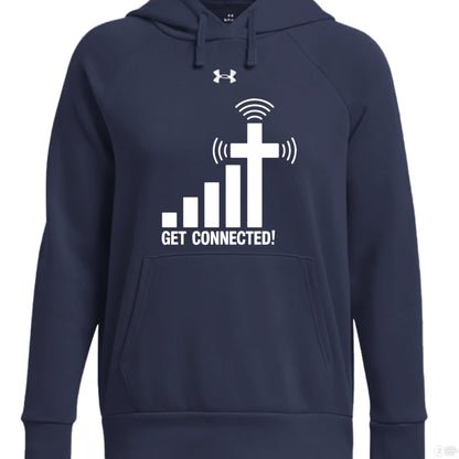 Get Connected To The Cross Women's Christian Fleece Hooded Sweatshirt - ClaimedbyGodDesigns