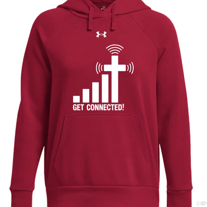 Get Connected To The Cross Women's Christian Fleece Hooded Sweatshirt - ClaimedbyGodDesigns