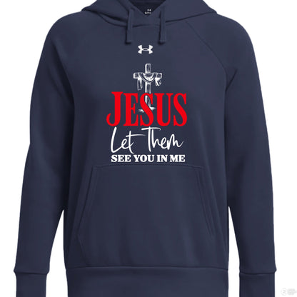 Let Them See You In Me Women's Christian Pullover Fleece Hooded Sweatshirt - ClaimedbyGodDesigns
