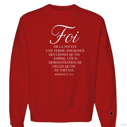 Hebreux 11:1 Foi Men's French Christian Pullover Sweatshirt - ClaimedbyGodDesigns
