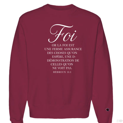 Hebreux 11:1 Foi Men's French Christian Pullover Sweatshirt - ClaimedbyGodDesigns