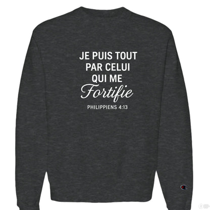 Je Puis Tout Men's French Christian Pullover Sweatshirt - ClaimedbyGodDesigns