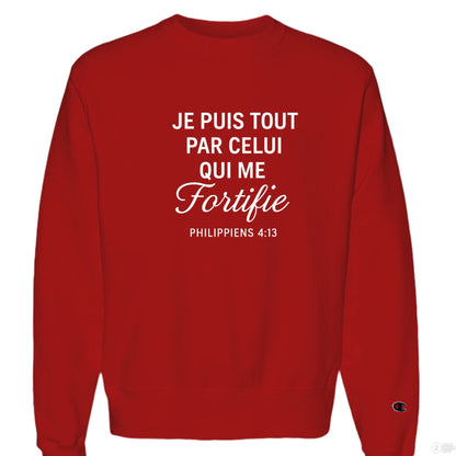 Je Puis Tout Men's French Christian Pullover Sweatshirt - ClaimedbyGodDesigns