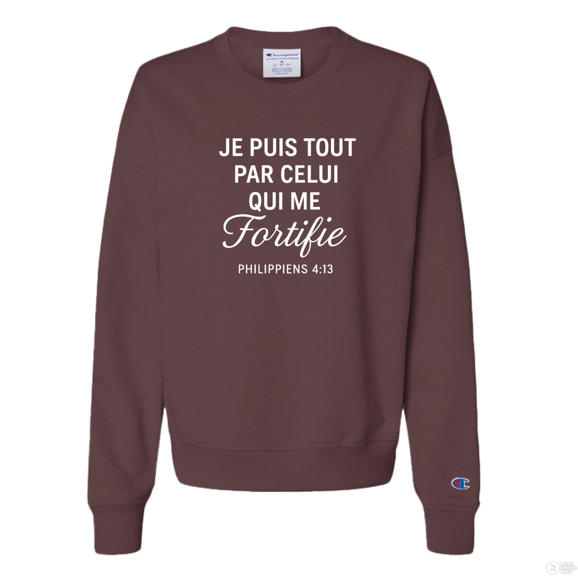 Je Puis Tout Women's French Christian Pullover Sweatshirt - ClaimedbyGodDesigns