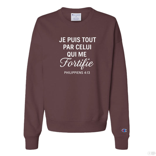 Je Puis Tout Women's French Christian Pullover Sweatshirt - ClaimedbyGodDesigns