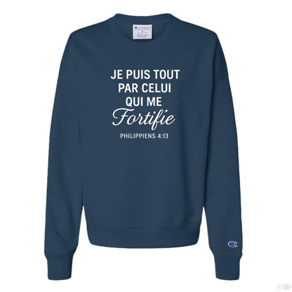 Je Puis Tout Women's French Christian Pullover Sweatshirt - ClaimedbyGodDesigns