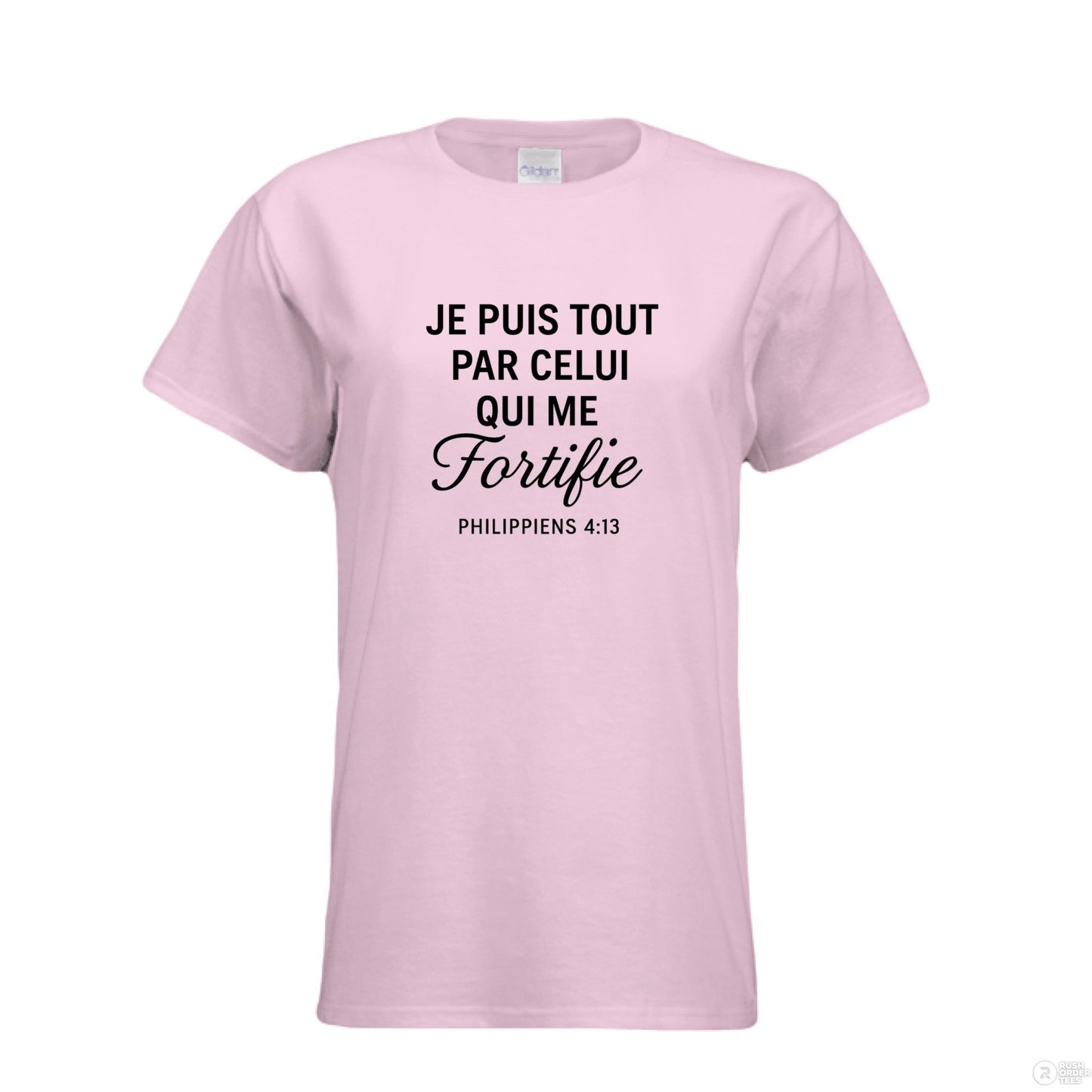 Je Puis Tout Women's French Christian T-shirt - ClaimedbyGodDesigns