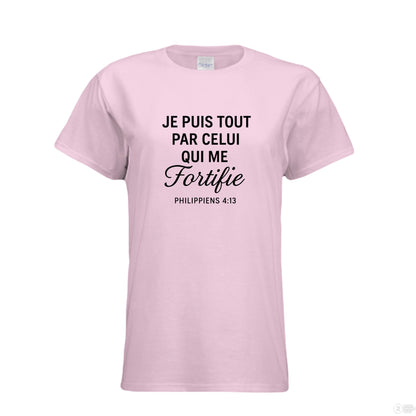 Je Puis Tout Women's French Christian T-shirt - ClaimedbyGodDesigns