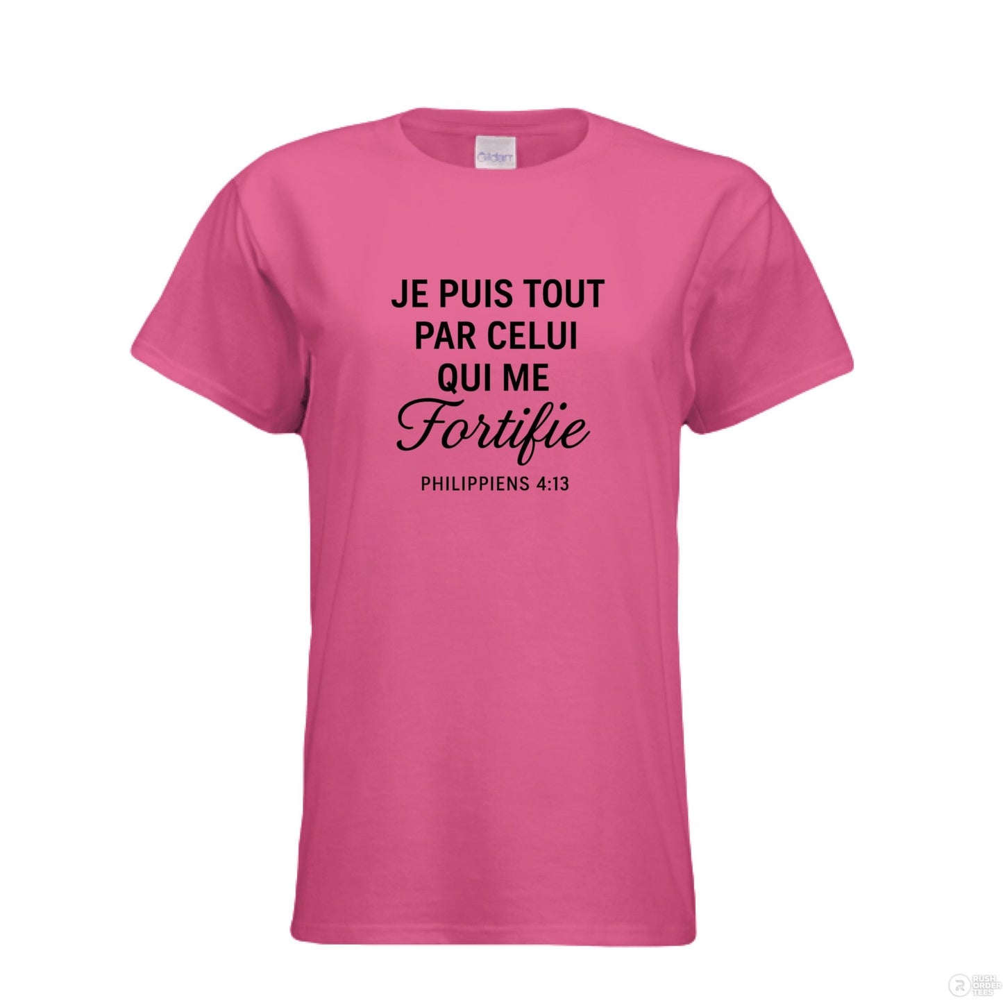 Je Puis Tout Women's French Christian T-shirt - ClaimedbyGodDesigns