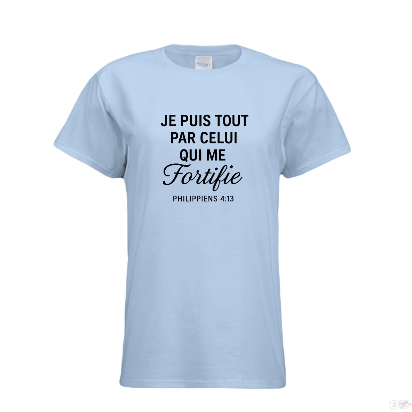 Je Puis Tout Women's French Christian T-shirt - ClaimedbyGodDesigns