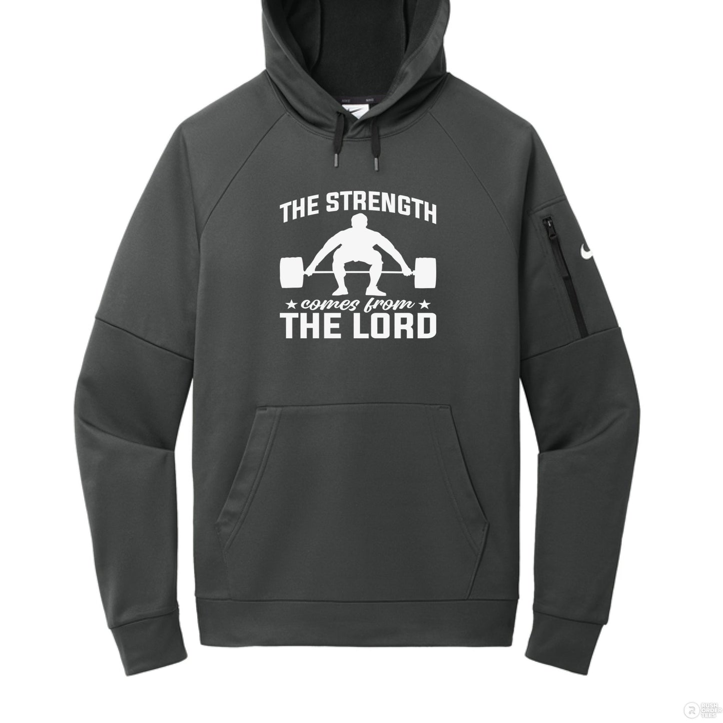The Strength Comes From Him Men's Christian Gym Pullover Hooded Sweatshirt - ClaimedbyGodDesigns