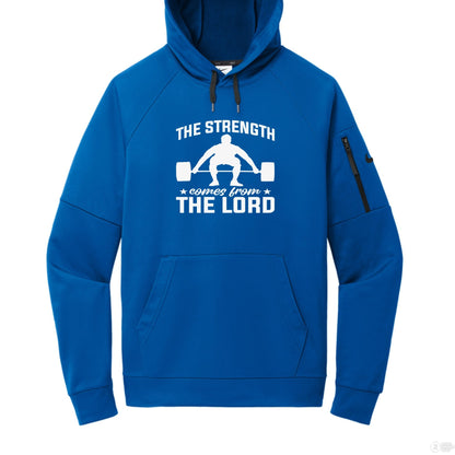 The Strength Comes From Him Men's Christian Gym Pullover Hooded Sweatshirt - ClaimedbyGodDesigns