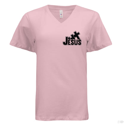 I Love You To the Cross And Back Women's Christian V - Neck T-shirt - ClaimedbyGodDesigns