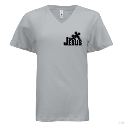 I Love You To the Cross And Back Women's Christian V - Neck T-shirt - ClaimedbyGodDesigns