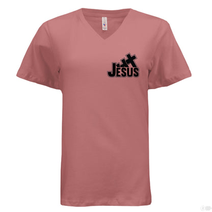 I Love You To the Cross And Back Women's Christian V - Neck T-shirt - ClaimedbyGodDesigns