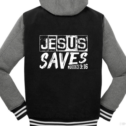 He Saves Men’s Christian Insulated Letterman Jacket - ClaimedbyGodDesigns