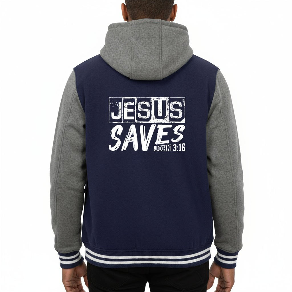 He Saves Men’s Christian Insulated Letterman Jacket - ClaimedbyGodDesigns